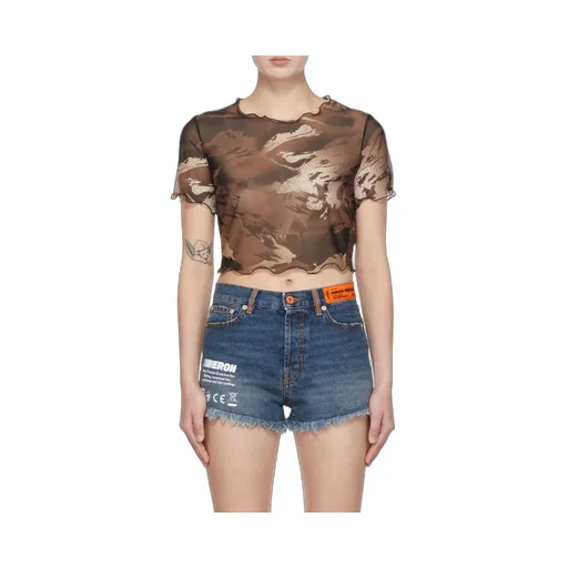 Camo Mesh Cropped T-Shirt