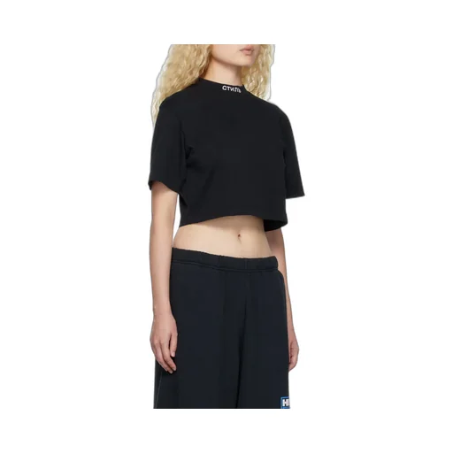 Logo Embroidered Cropped T-Shirt