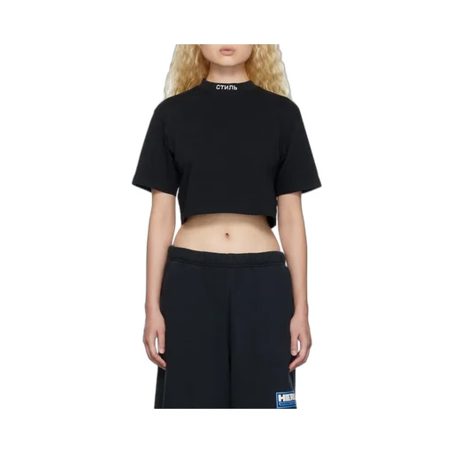 Logo Embroidered Cropped T-Shirt