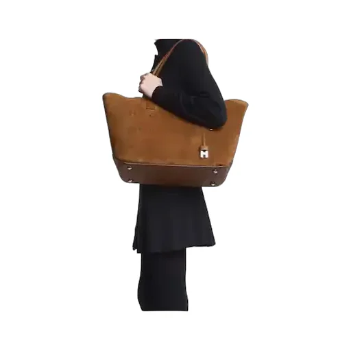 Script Embossed-Logo Suede Tote Bag