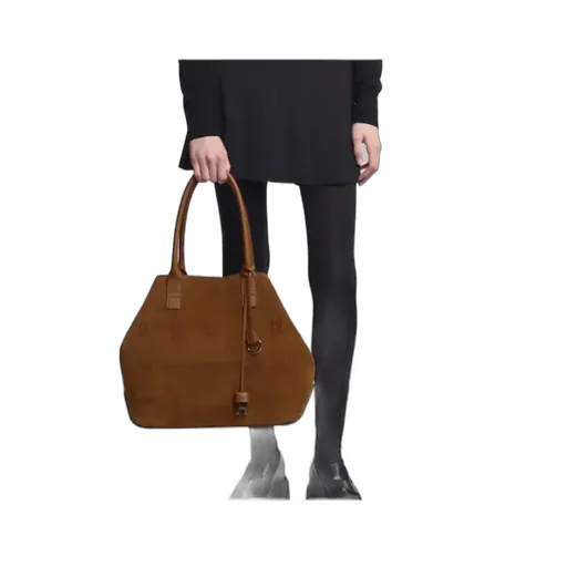 Script Embossed-Logo Suede Tote Bag