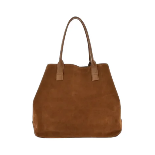 Script Embossed-Logo Suede Tote Bag