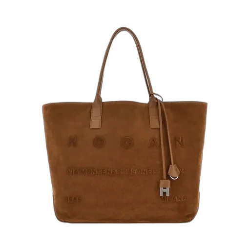 Script Embossed-Logo Suede Tote Bag