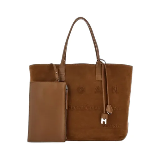 Script Embossed-Logo Suede Tote Bag