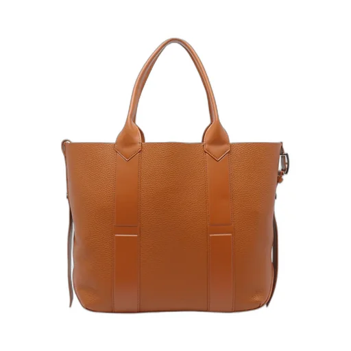 Medium Script-Detail Leather Tote Bag