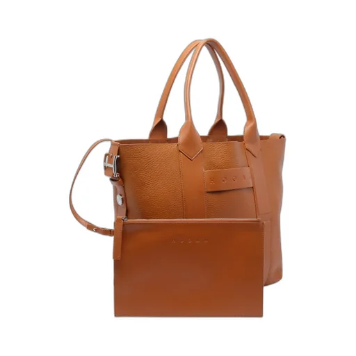 Medium Script-Detail Leather Tote Bag