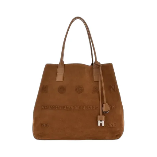 Script Embossed-Logo Suede Tote Bag