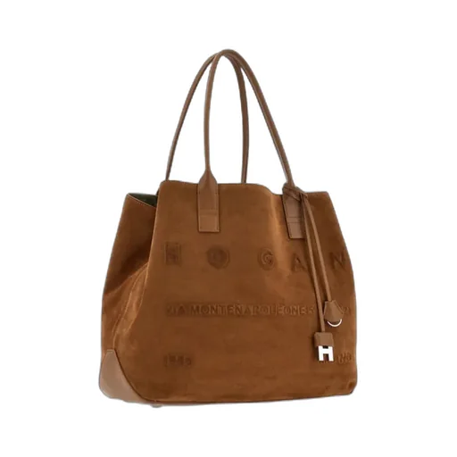 Script Embossed-Logo Suede Tote Bag