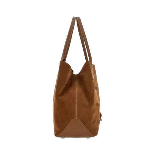 Script Embossed-Logo Suede Tote Bag