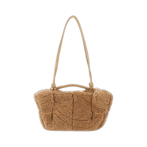 Textured Knot Fur Shoulder Bag