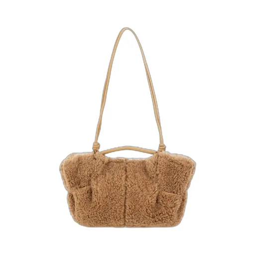 Textured Knot Fur Shoulder Bag
