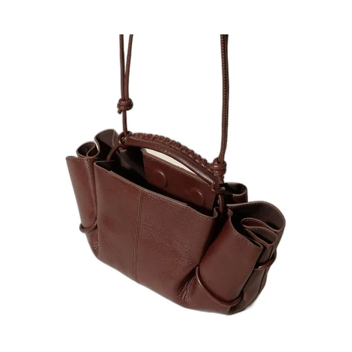 Mini Arta Ruched Leather Tote Bag