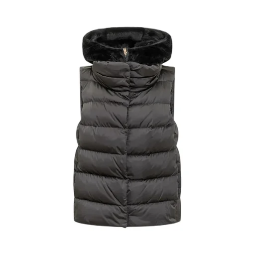 Sleeveless Down Vest With Fur Hood