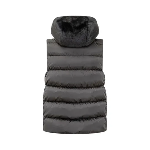 Sleeveless Down Vest With Fur Hood