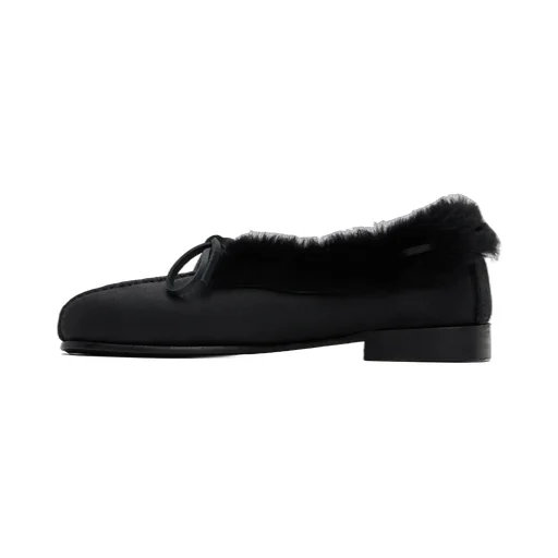 Fur-Trimmed Leather Loafers