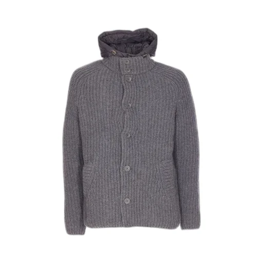 Hooded Knitted Button-Up Cardigan