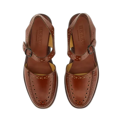 Perforated Ankle-Strap Sandals