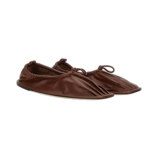 Elasticated Detail Square-Toe Flat Shoes