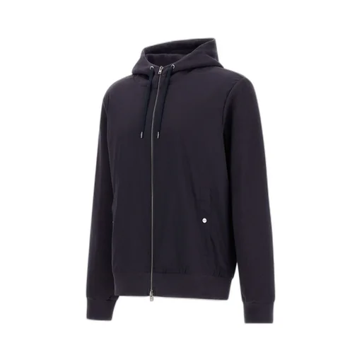 Ribbed Panelled Zip-Front Hoodie
