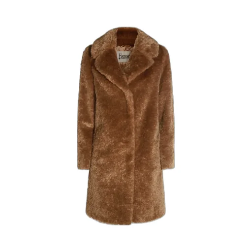 Lapel Long Sleeve Fur Coat