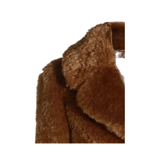 Lapel Long Sleeve Fur Coat