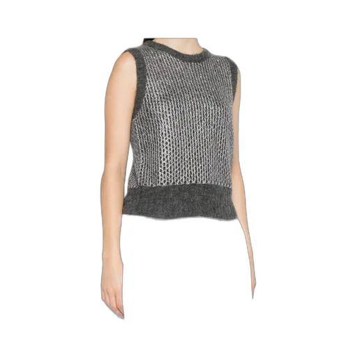Metallic-Detail Cropped Knit Top
