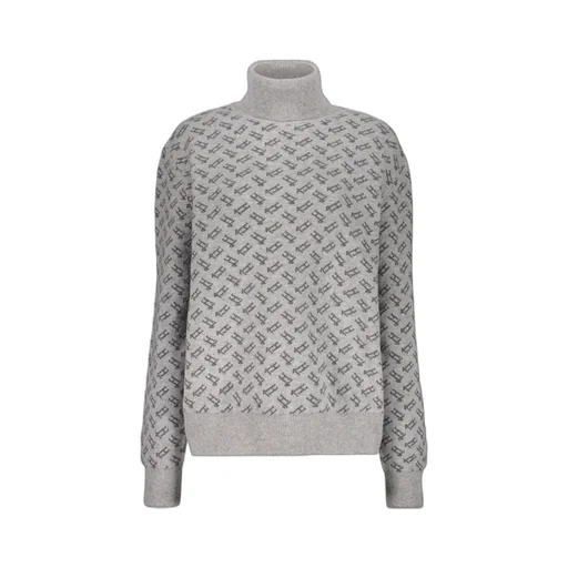 High-Neck Logo-Pattern Sweater