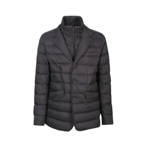 Layered-Effect Quilted Down Jacket