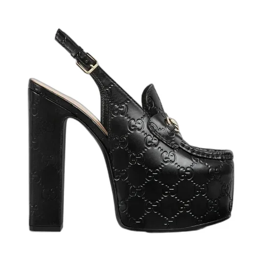 Horsebit Platform Slingback Pumps