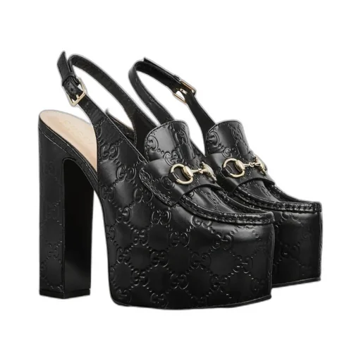 Horsebit Platform Slingback Pumps