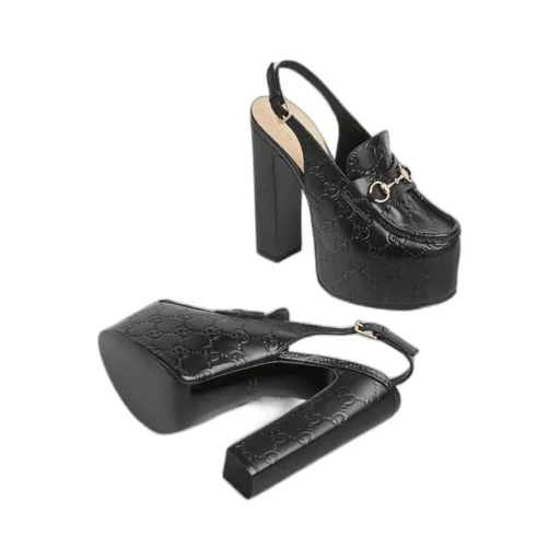 Horsebit Platform Slingback Pumps