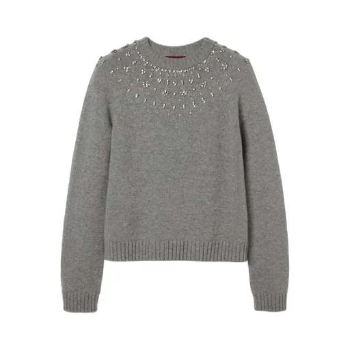 Embellished Crew-Neck Sweater