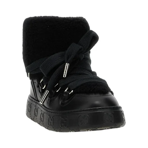 Faux-Shearling Round Toe Ankle Boots