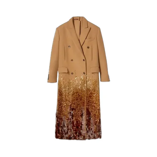Double-Breasted Sequin Embellished Coat