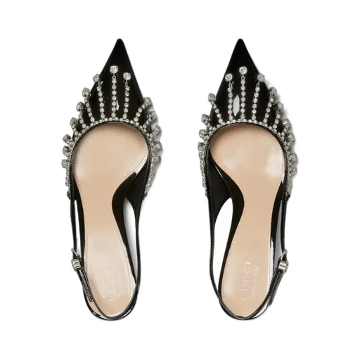Rhinestone-Embellished Slingback Pumps