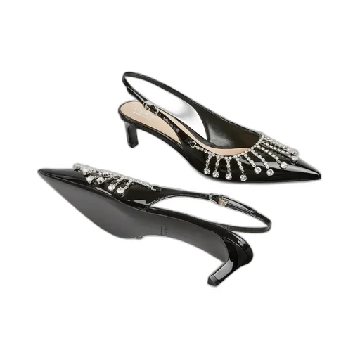 Rhinestone-Embellished Slingback Pumps