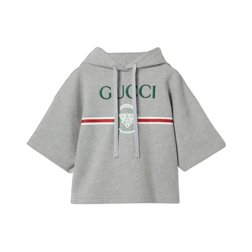 Logo Embroidered Short-Sleeve Hoodie