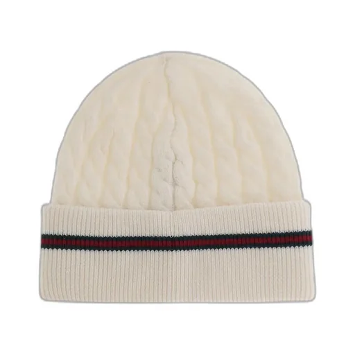 Cable-Knit Striped Beanie