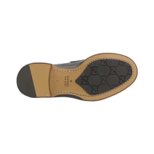 Web-Stripe Leather Loafers
