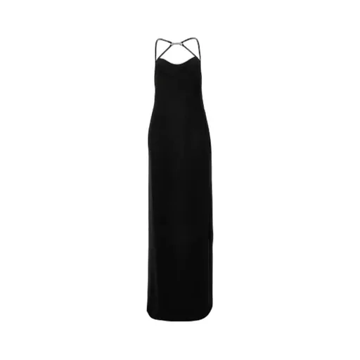 Long Silk Dress With Crystal Horsebit