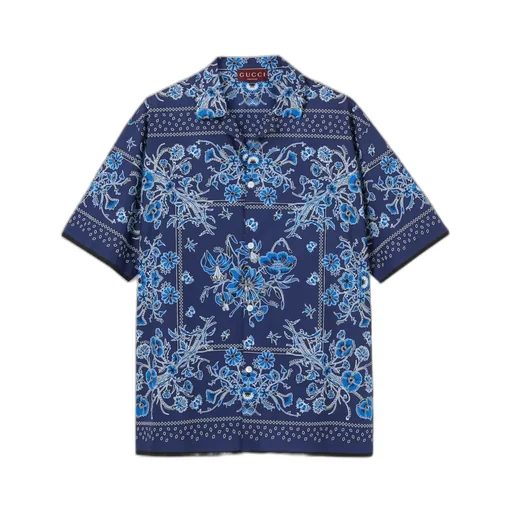 Printed Poplin Bowling Shirt