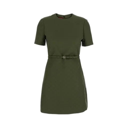 Gg Buckle Belt Crewneck Mini Dress