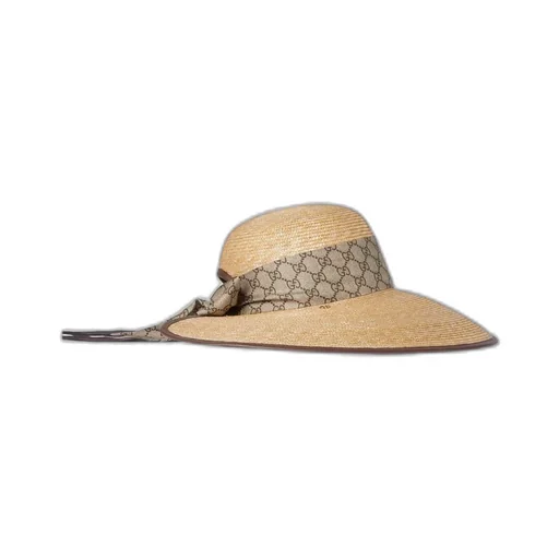 Straw Wide Brim Hat With Gg Bow
