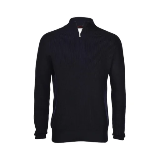 Ribbed Zip-Neck Sweater