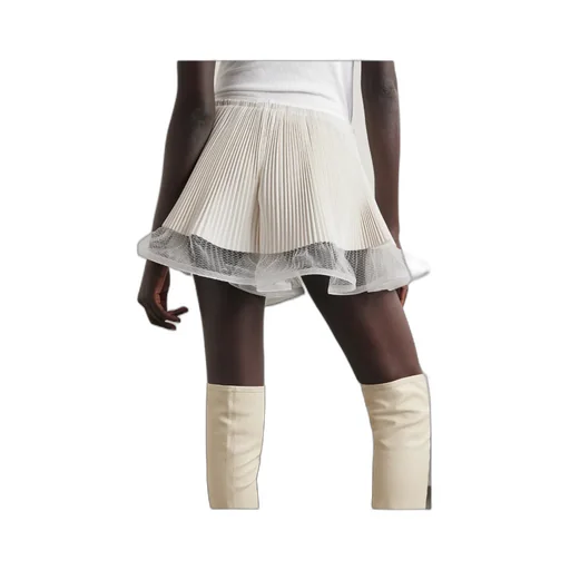 Pleated Shorts With Lotus Leaf Edges