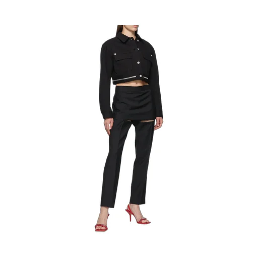 Skirt-Detail Slit Trousers