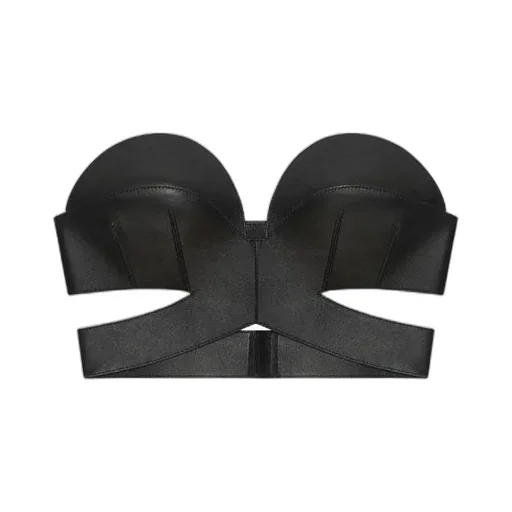 Bra Top In Leather With Crossed Effect