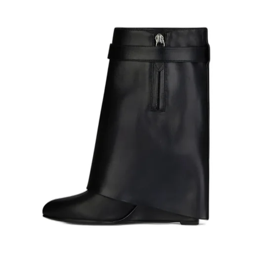 Shark Lock Almond-Toe Ankle Boots