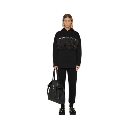 Lace Panel Oversized Hoodie