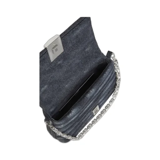Logo Plaque Denim Quilted Small Shoulder Bag